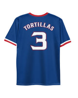 arlington texas tacos taco gear baseball jersey shirt with tortillas on the back