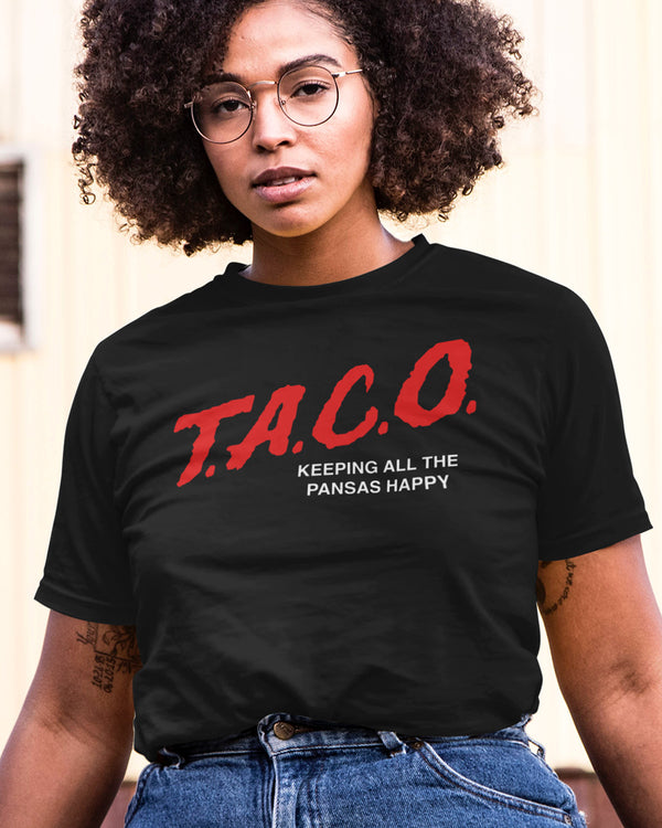 taco motto taco dare taco gear shirt in black on female model