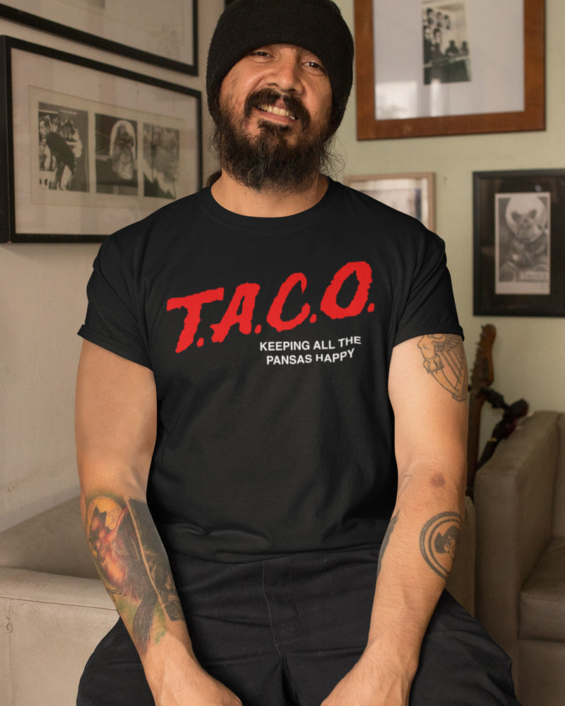 taco motto taco dare taco gear shirt in black on male model