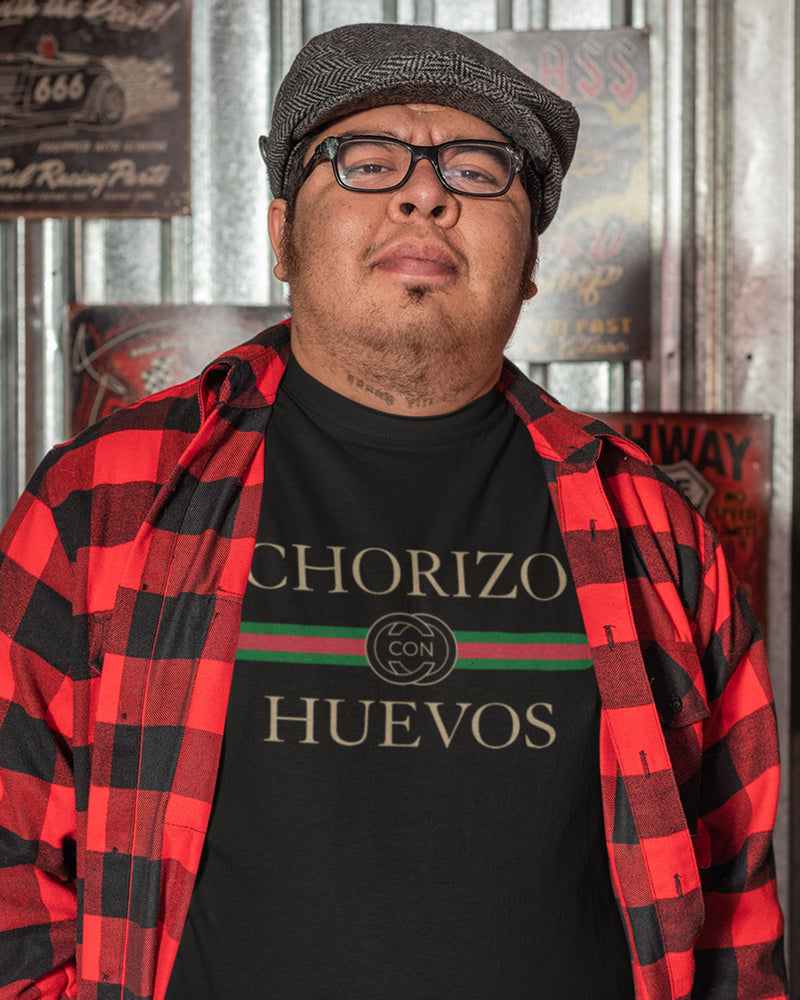 chorizo con huevos taco gear shirt on male model