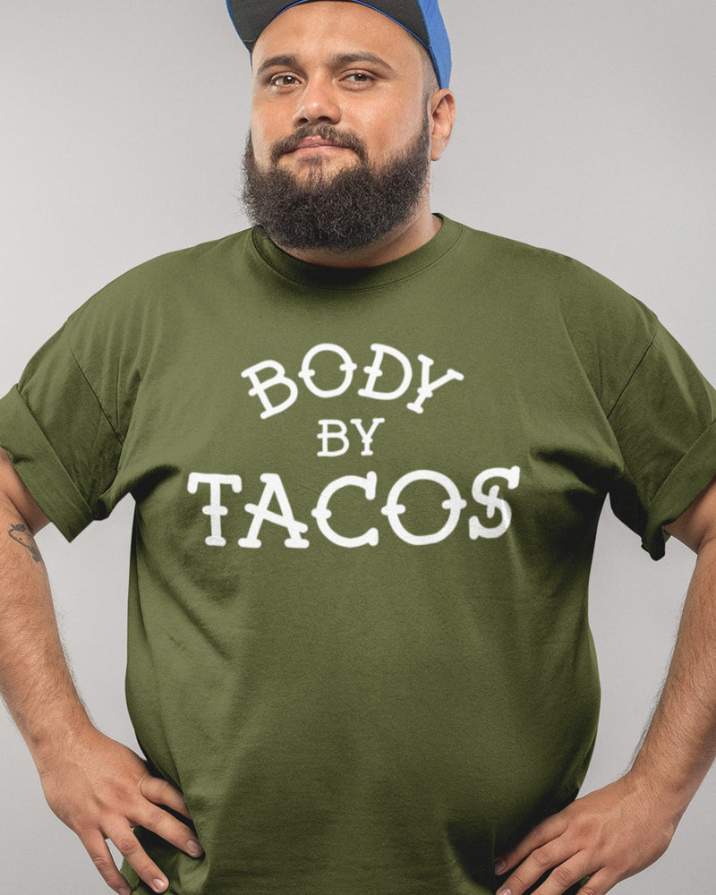 body by tacos shirt from taco gear in olive on male latino model
