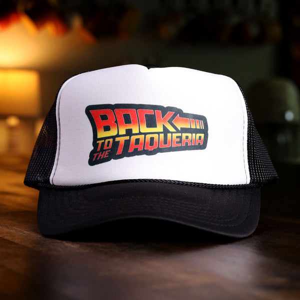 BACK TO THE TAQUERIA TACO GEAR SOFT TRUCKER HAT FRONT VIEW
