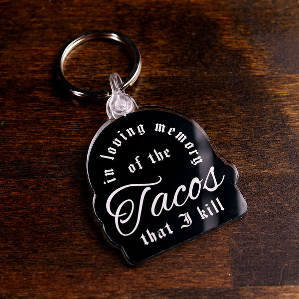 in loving memory tacos keychain from taco gear