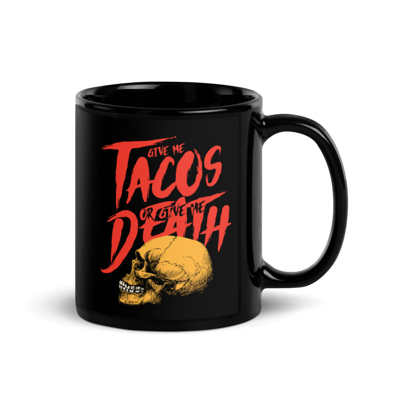 taco gear tacos or death black coffee mug left side view