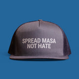 spread masa not hate gray snapback hat front view from taco gear in corpus christi, texas