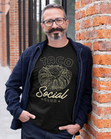 taco social club shirt in black on a latino model from taco gear in corpus christi, texas