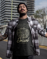 taco social club shirt in black on a latino model from taco gear in corpus christi, texas