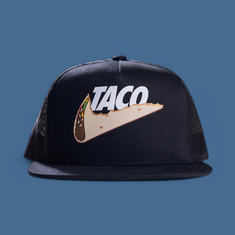 Nike inspired Taco Swoosh Hat front view from taco gear in corpus christi, texas