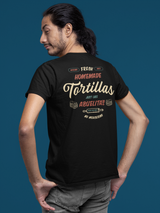 fresh homemade abuelitas tortillas taco gear shirt on male hispanic model