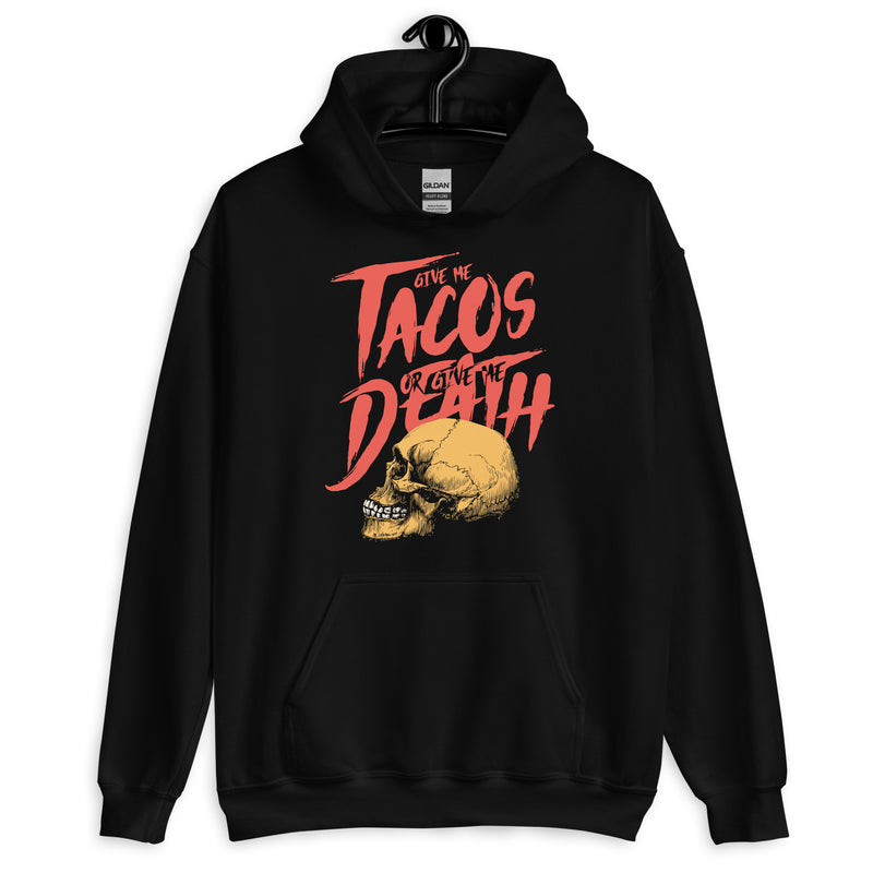 tacos or death hoodie in black from taco gear®