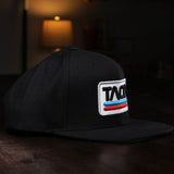 taco gear retro space taco hat side view on black snapback