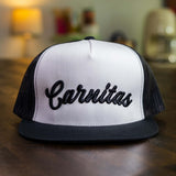 carnitas taco gear trucker in black and white front view
