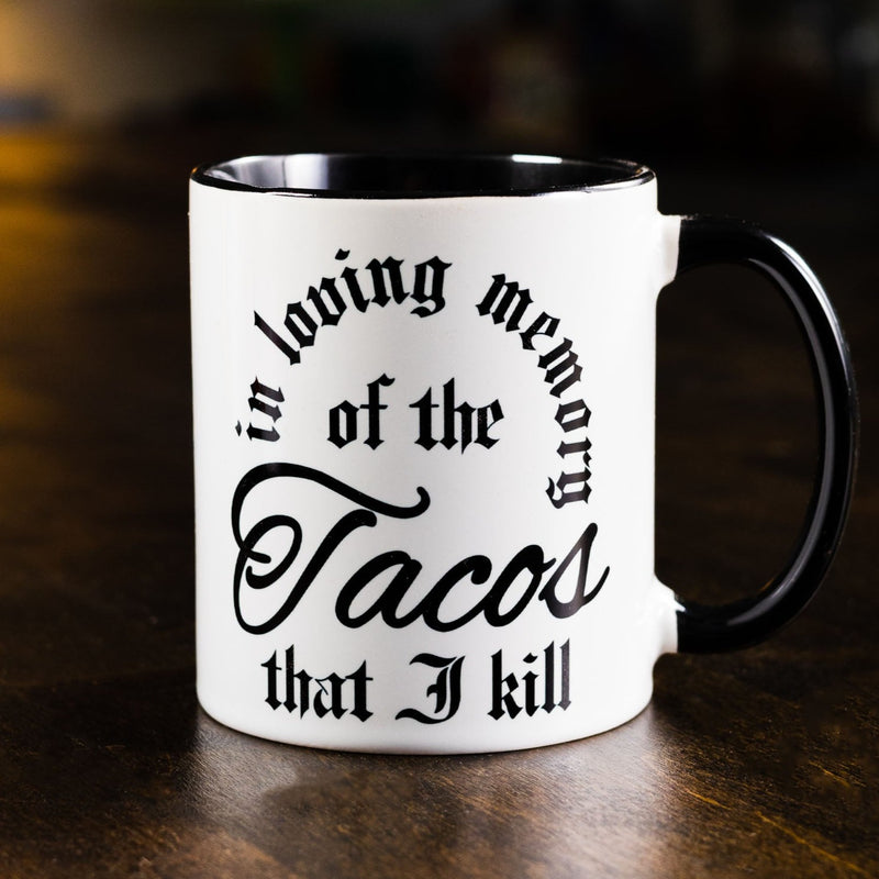 in loving memory tacos ceramic mug from taco gear