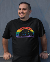 taco gear gay pride rainbow taco shirt in black shirt on male model