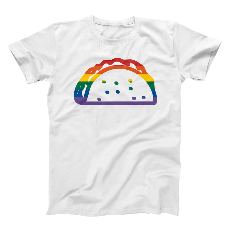 taco gear gay pride rainbow taco shirt in white