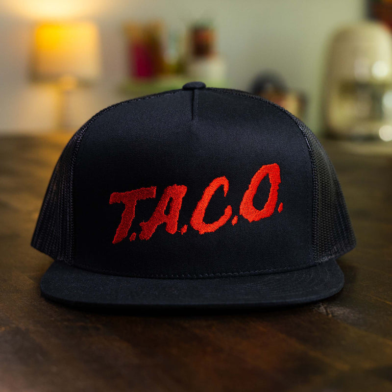 taco addiction taco gear trucker in black front view
