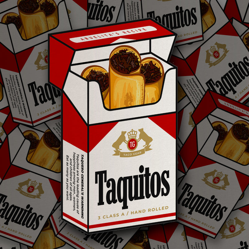 taco gear taquitos cigarette pack sticker