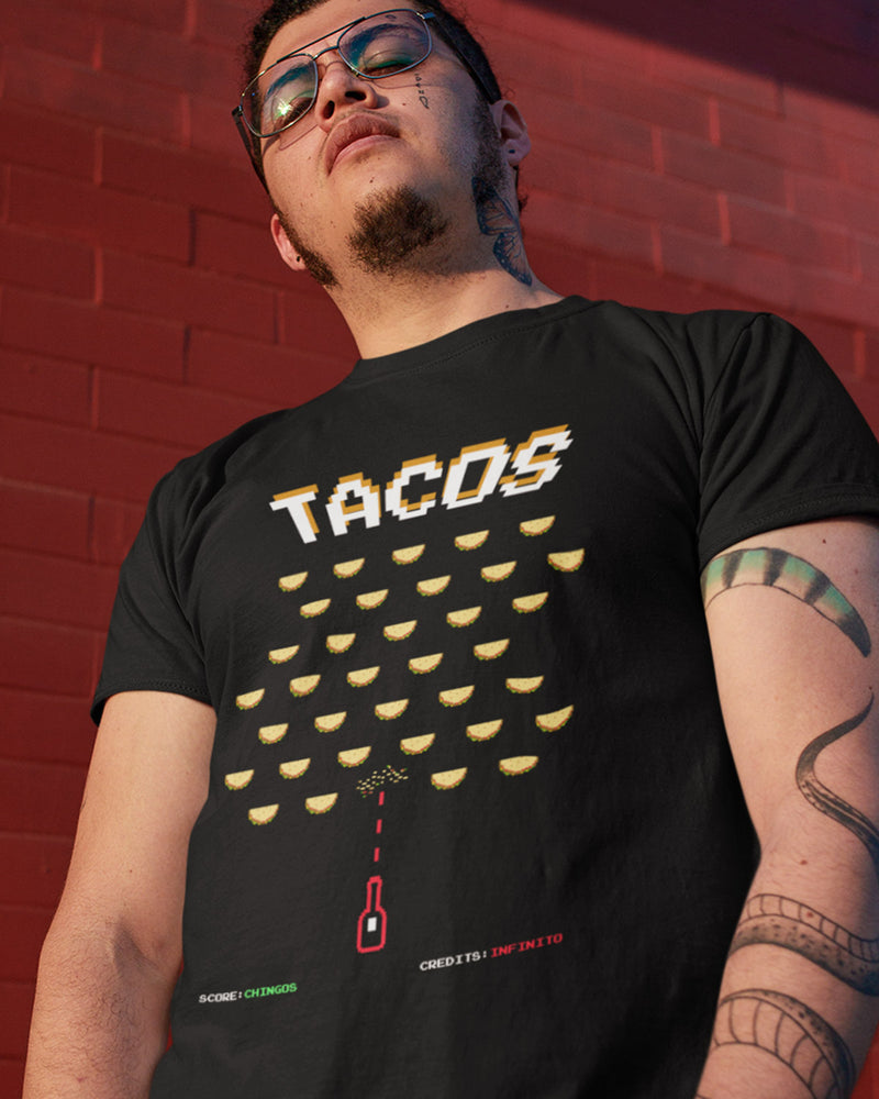 black TACO Invaders Shirt on model - Taco Gear