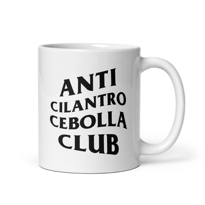 anti cilantro cebolla club taco gear mug front view